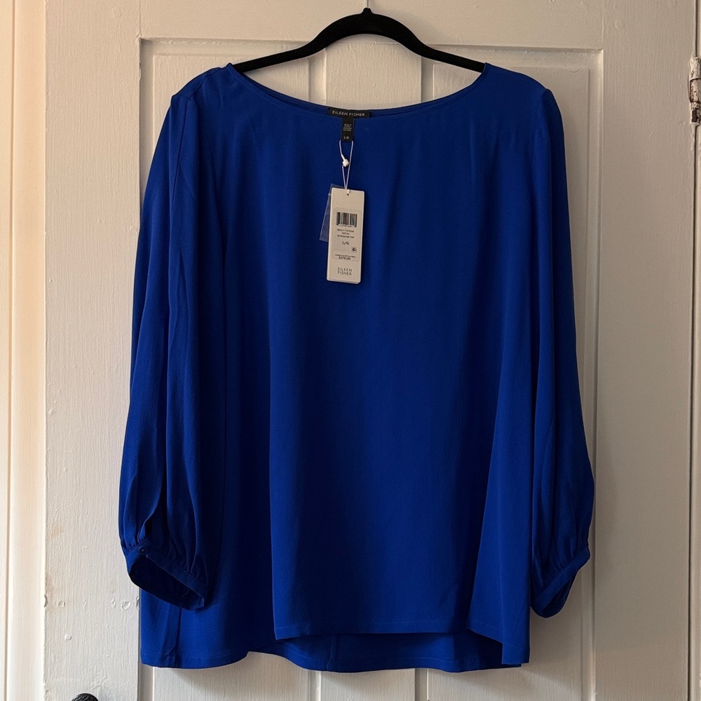 Eileen Fisher Royal Blue Silk Blouse